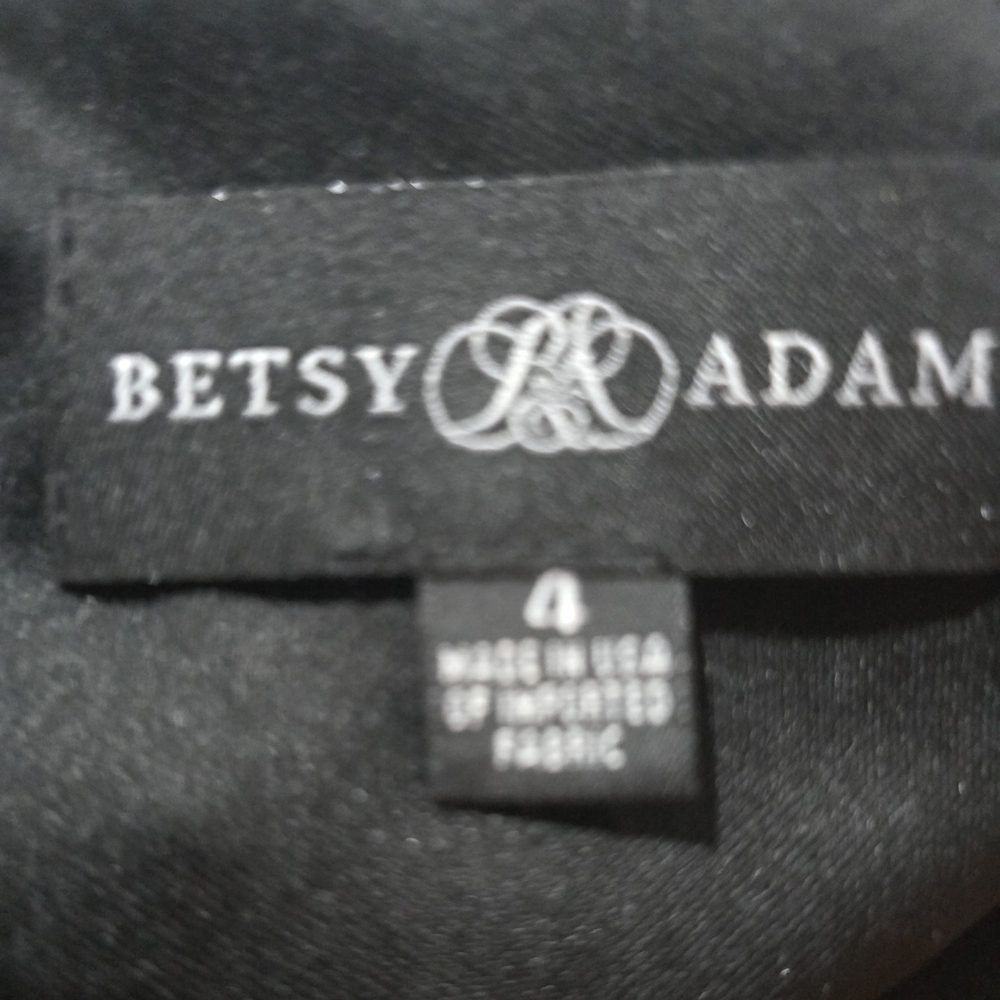 Betsy & Adam Asymmetric-Neck One-Sleeve Gown Dress Black Side Slit  Size 4 NWT - Picture 8 of 10
